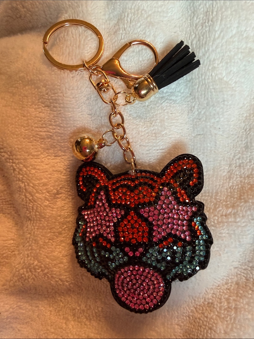 Rhinestone Dopamine Tiger Keychain Bag Charm